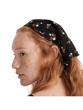 Madewell Florentine True Black Floral Hair Head Scarf